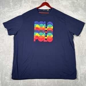 Polo Ralph Lauren Shirt Mens 4XB 4XL Big Blue Rainbow POLO Spell Out Graphic Tee